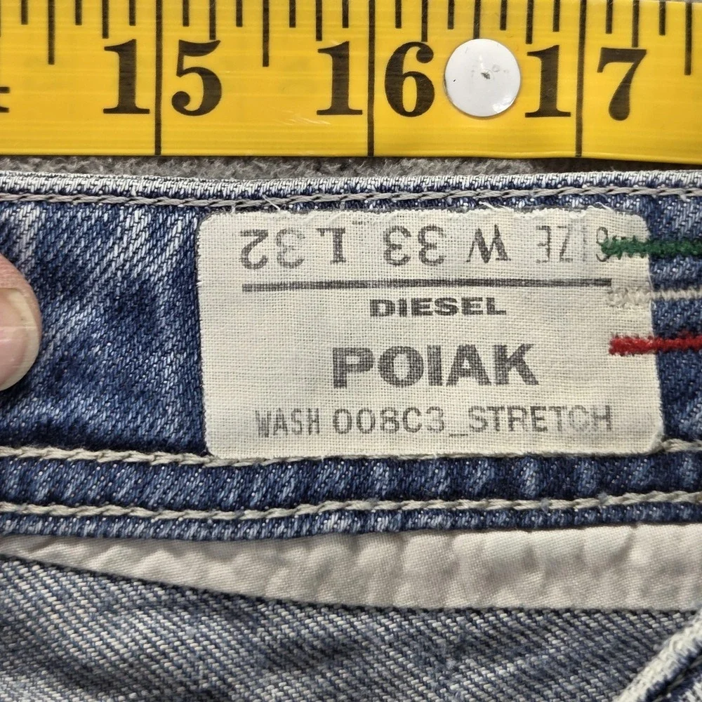 Diesel Jeans Mens 33x32 Blue Poiak Regular‎ Slim Tapered Made in Italy 008C3